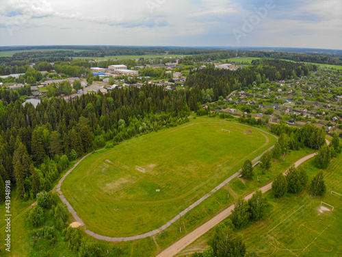 Aerial view of a football field (Kumeny, Kirov region, Russia)