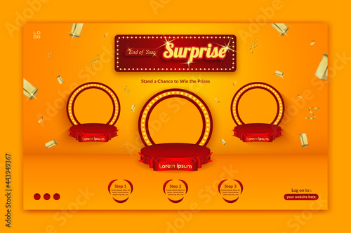 End of year surprise contest invitation horizontal banner template with splashing gold