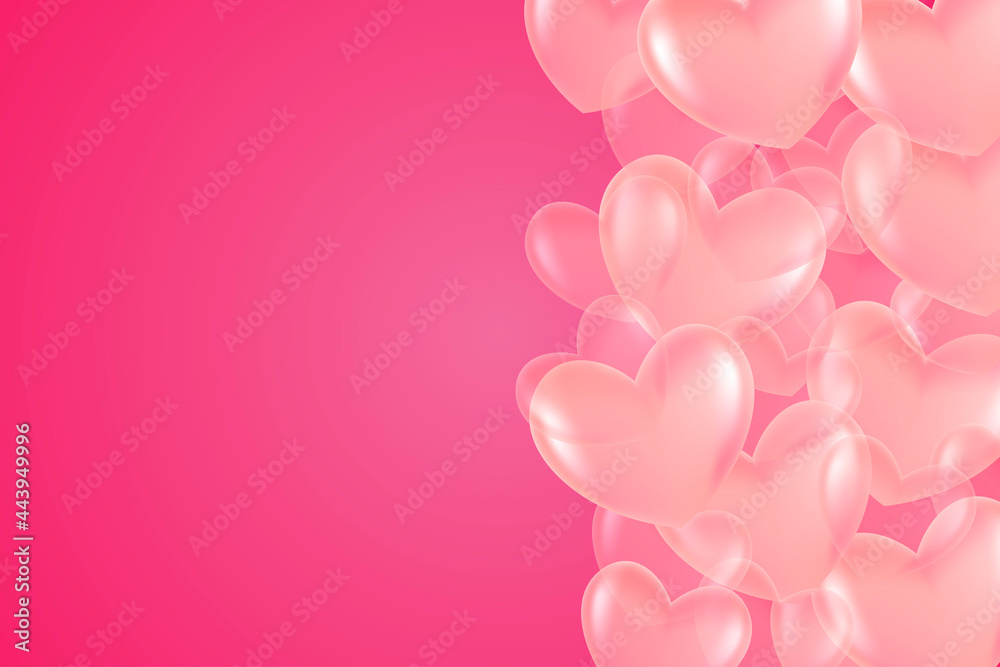Background with balloons heart and copy space.  For wallpaper, flyers, invitation, posters, banners Vector illustration.