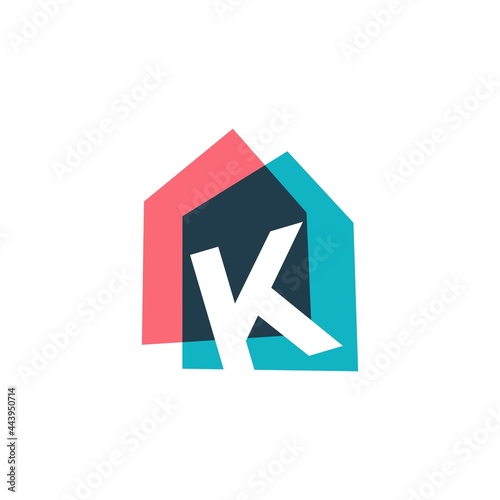Free Download letter k house home overlapping color logo vector icon illustration - GFXLoad