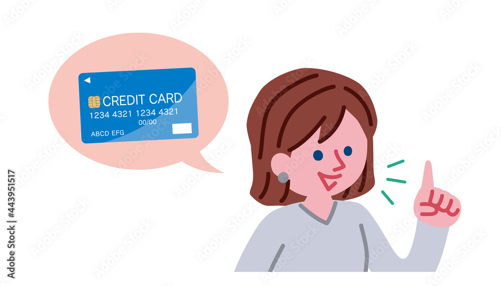 クレジットカードについて話す女性のイラスト クレジットカードについて話す女性のイラスト
