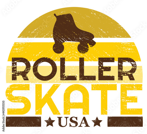 Retro vintage and distressed roller skate label