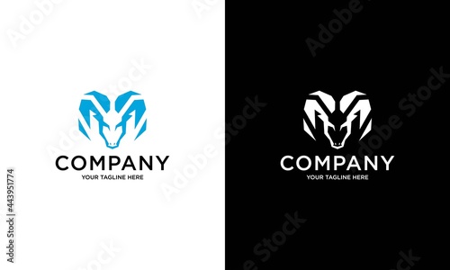 Sheep head design vector on white and black background. Wild animal. Vector illustration