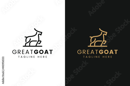 Minimalist Goat Logo with Line Art Style