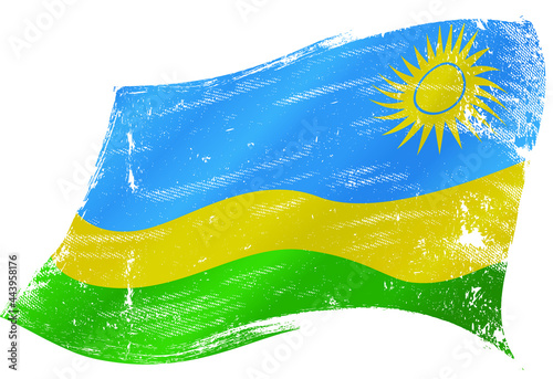 Rwanda waving flag.
Rwandan flag in the wind with a texture photo
