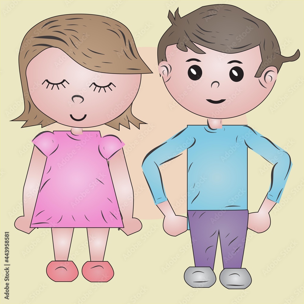 Cute and Cool Couple Cartoon Character