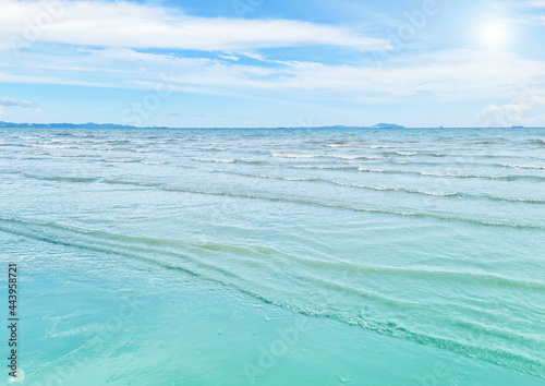 The sky and the blue sea seemed peaceful without people.