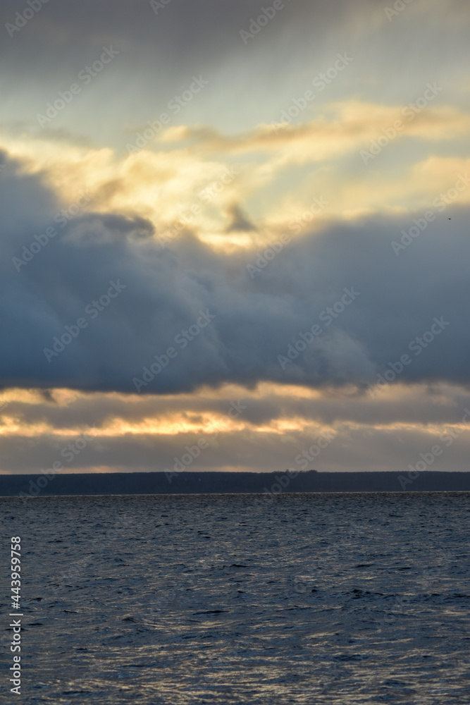 beautiful sunset on the Volga River