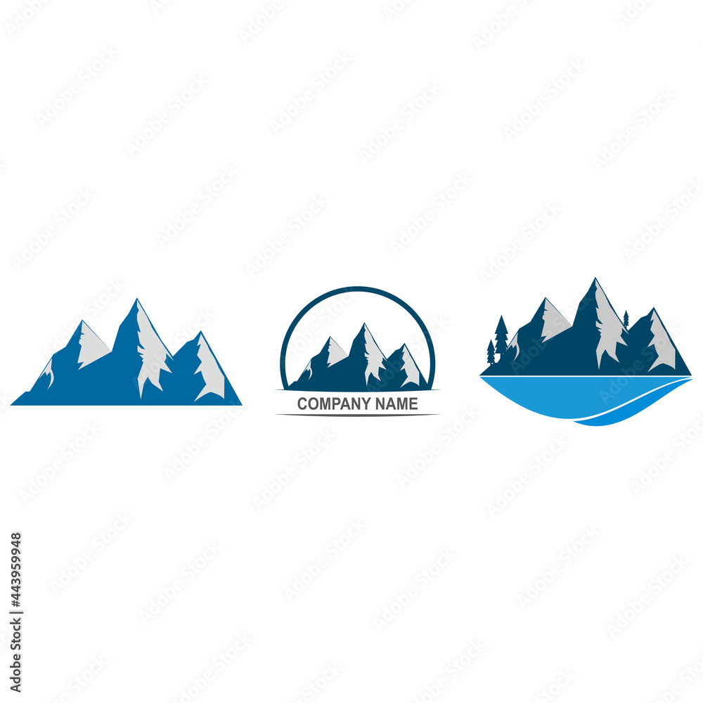 Mountain set, icon vector logo illustration design