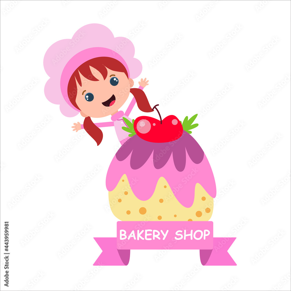 bakery shop girl character vector template design illustration bakery shop girl character vector template design illustration