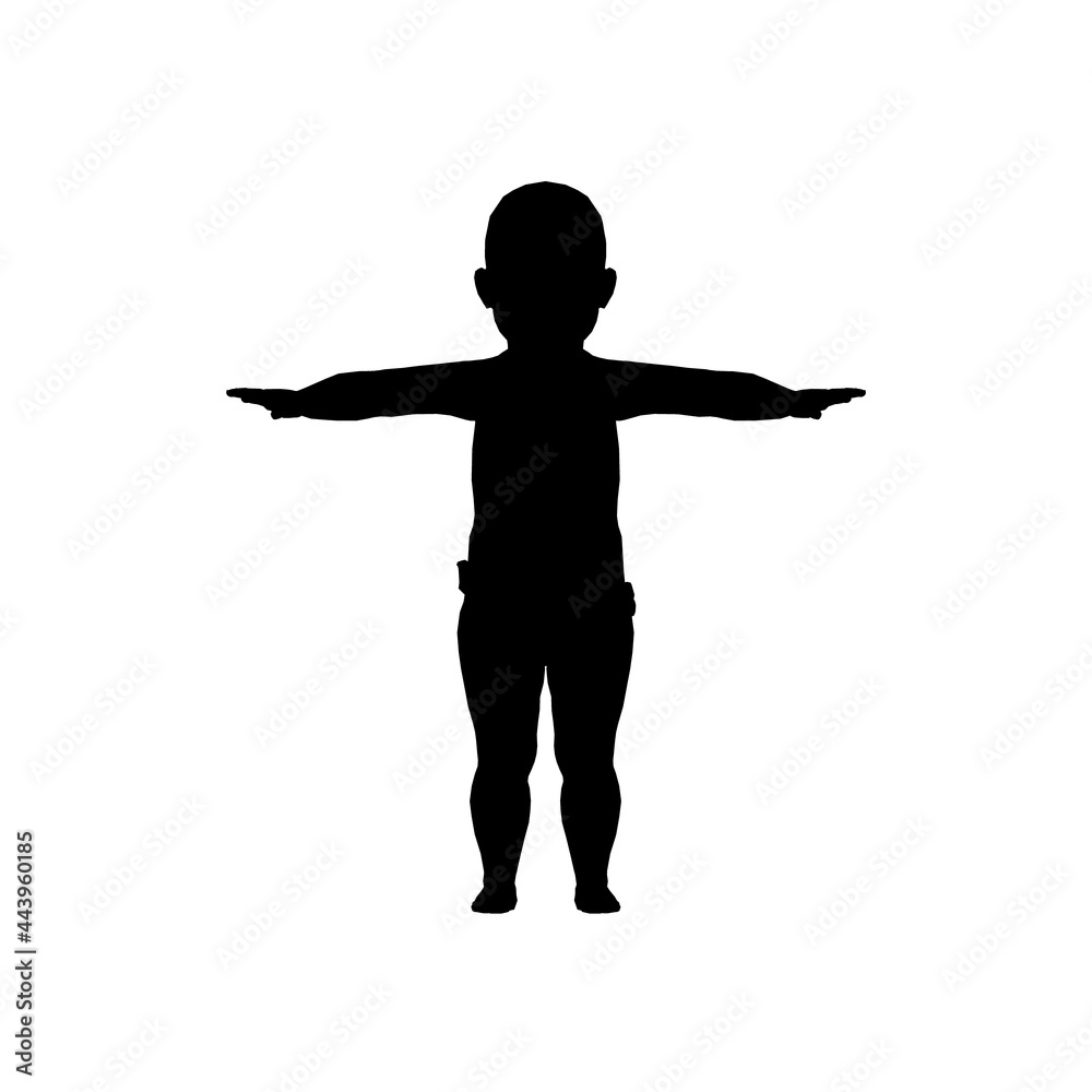 Child silhouette isolated on white background. Vector illustration