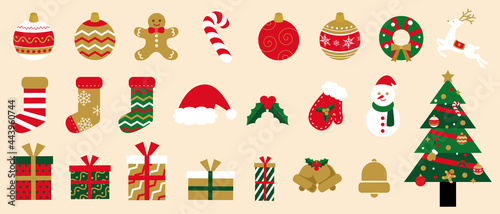 クリスマスのアイコンのベクターイラストセット(シームレス)
