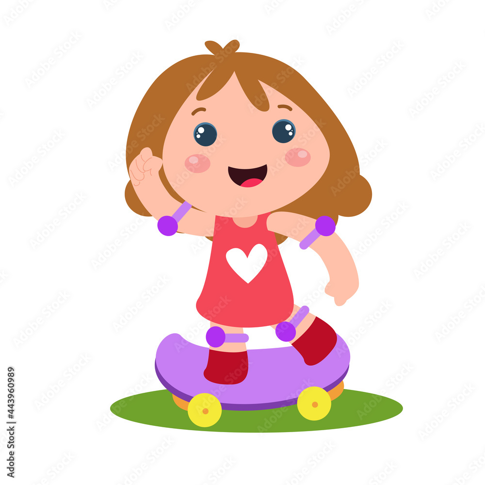 Little girl character playing activity vector template design illustration Little girl character playing activity vector template design illustration