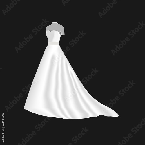 Wedding dress on a mannequin isolated on a dark background. 3D. Vector illustration