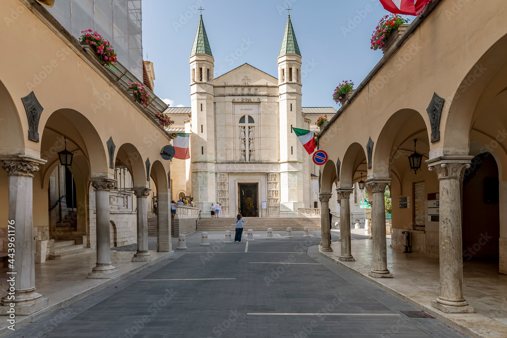 The ancient Basilica of Santa Rita, in the historic center of Cascia, Perugia, Italy