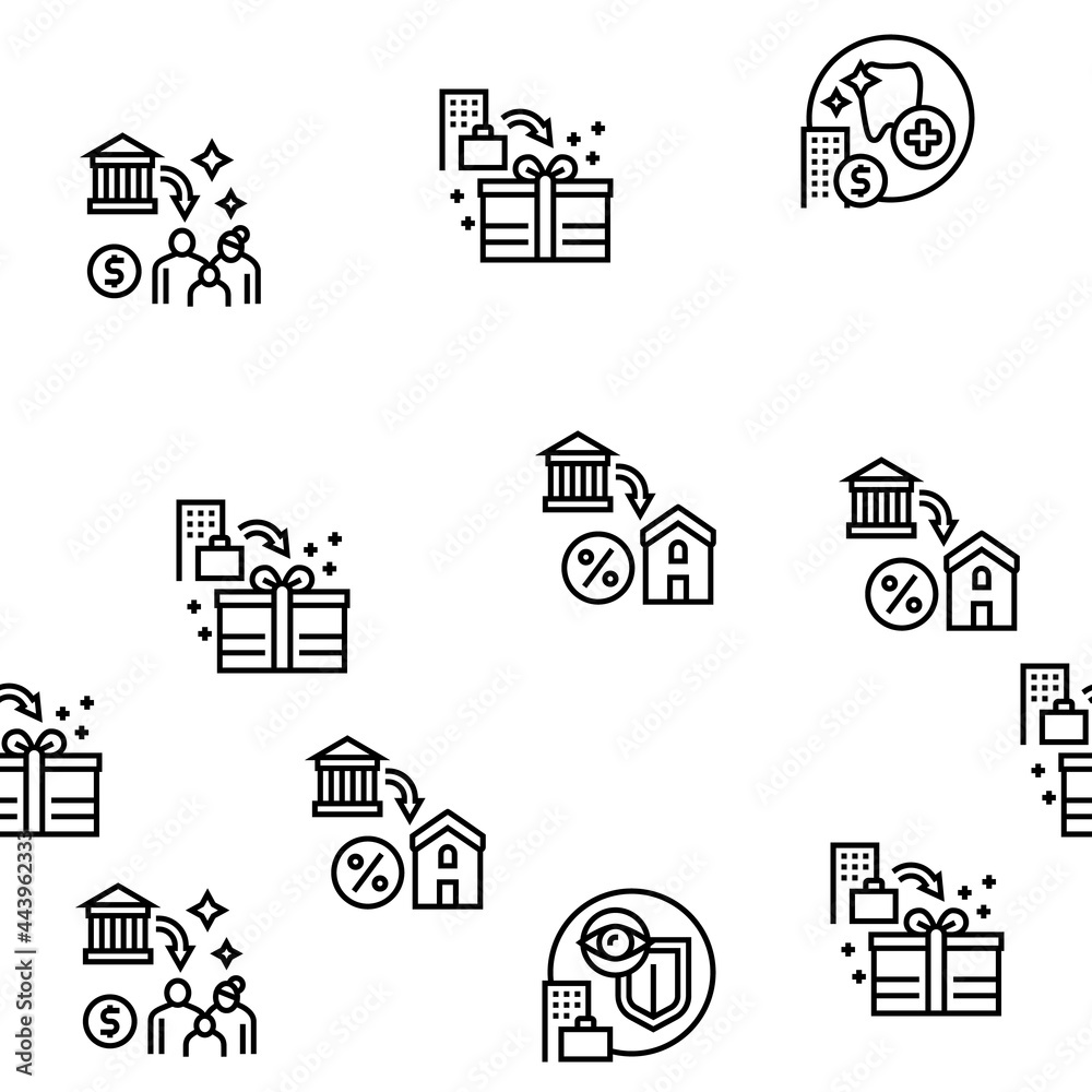 Benefits For Business Vector Seamless Pattern Thin Line Illustration