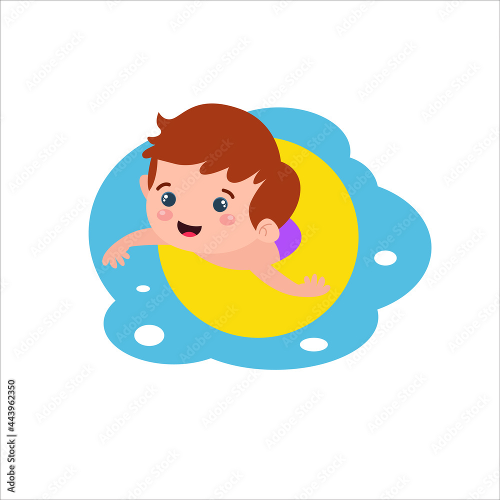 Little boy character playing activity vector template design illustration