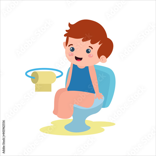 Little boy character playing activity vector template design illustration
