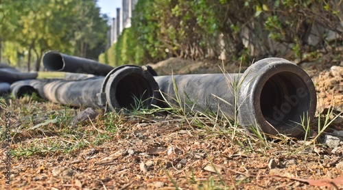 pipes in grass