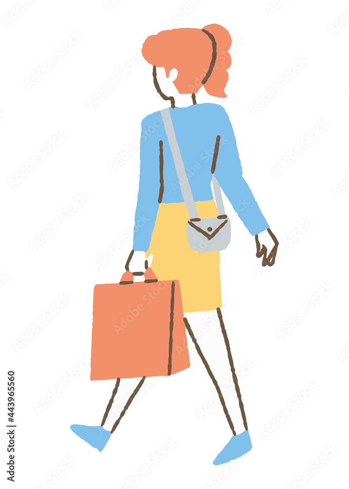 買い物途中の女性_後ろ姿_色 買い物途中の女性_後ろ姿_色