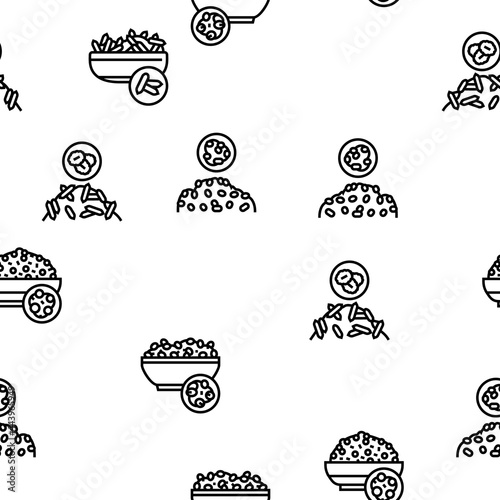 Groats Natural Food Vector Seamless Pattern Thin Line Illustration