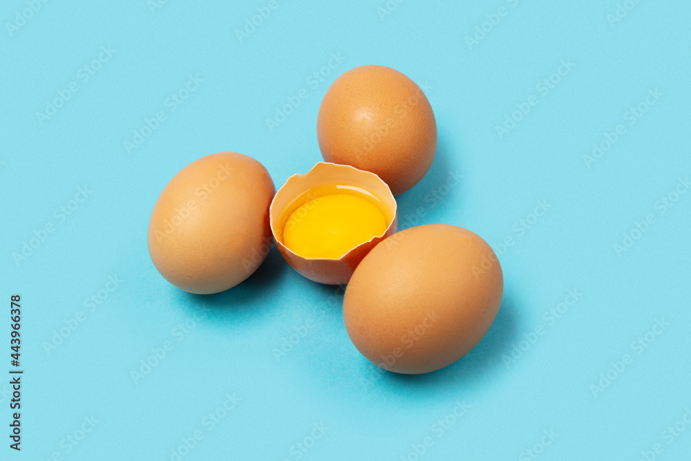 Four chicken eggs on a colorfull background Four chicken eggs on a colorfull background