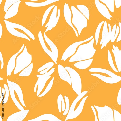 Orange Floral Seamless Pattern Background