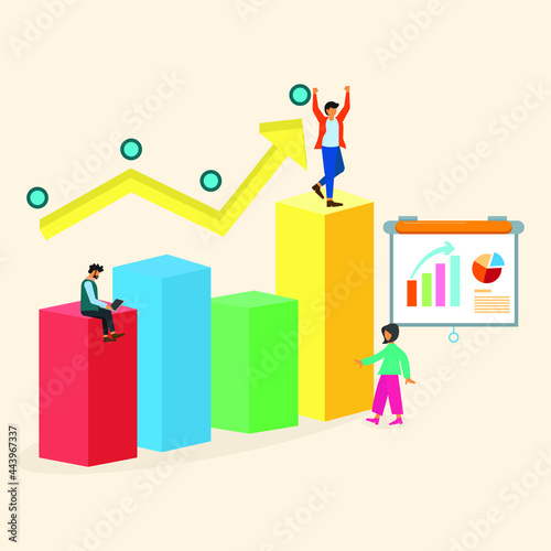 statistic business report flat illustration vector graphic