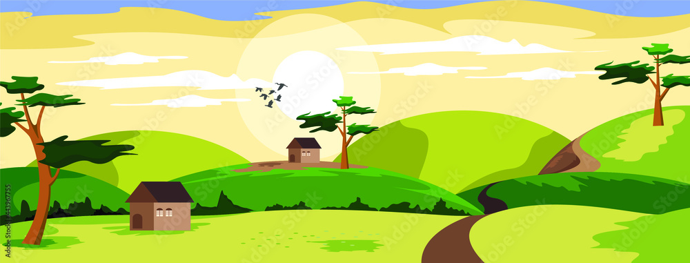 Obraz premium landscape with trees and hills