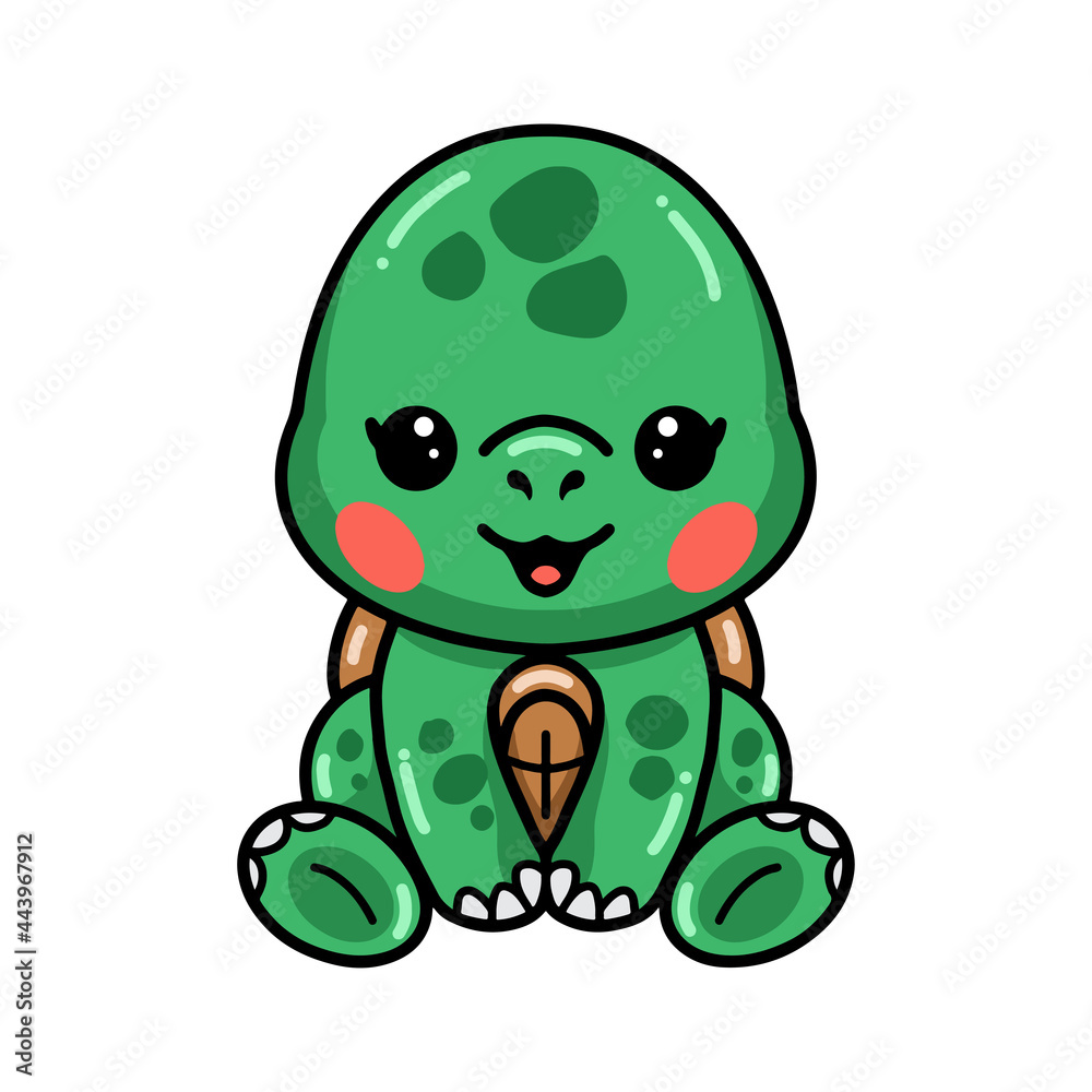Fototapeta premium Cute baby turtle cartoon sitting