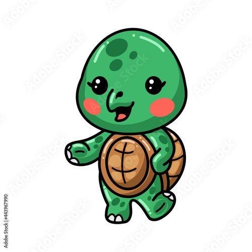 Cute baby turtle cartoon presenting