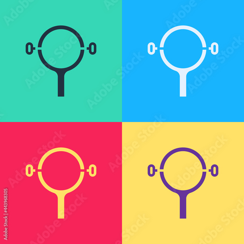 Pop art Filter wrench icon isolated on color background. The key for tightening the bulb filter trunk. Vector