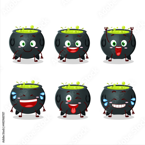 Cartoon character of witch cauldron with smile expression