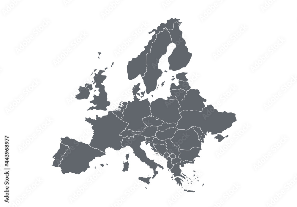 High quality map Europe with borders of regions Векторный объект Stock |  Adobe Stock