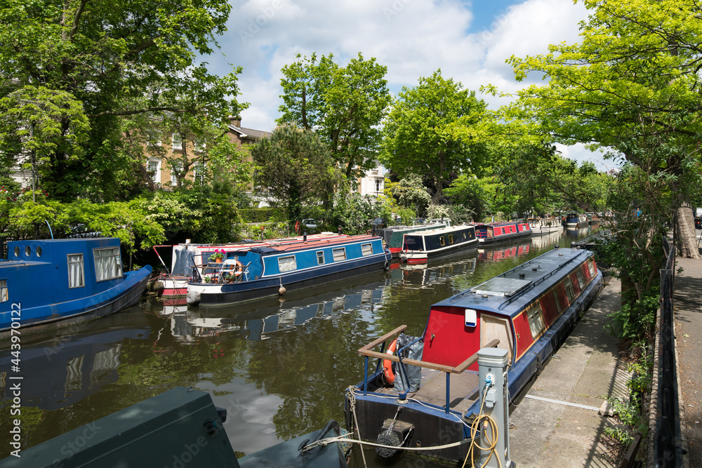 House boats near Little Venice in London, United Kingdom House boats near Little Venice in London, United Kingdom