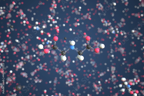 Aminodiacetic acid molecule, conceptual molecular model. Scientific 3d rendering