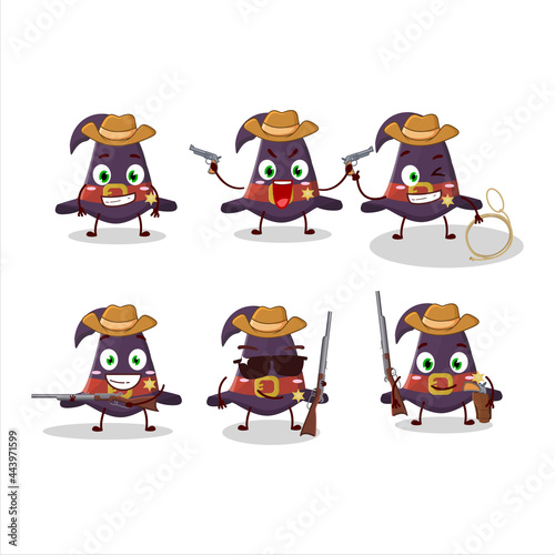 Cool cowboy witch hat cartoon character with a cute hat