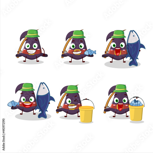 A fisherman witch hat cartoon picture catch a big fish