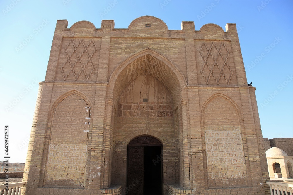 Astana Baba Mausoleum was built in the 12th century during the Great Seljuk period. The brick art in the building is striking. Kerki, Turkmenistan.