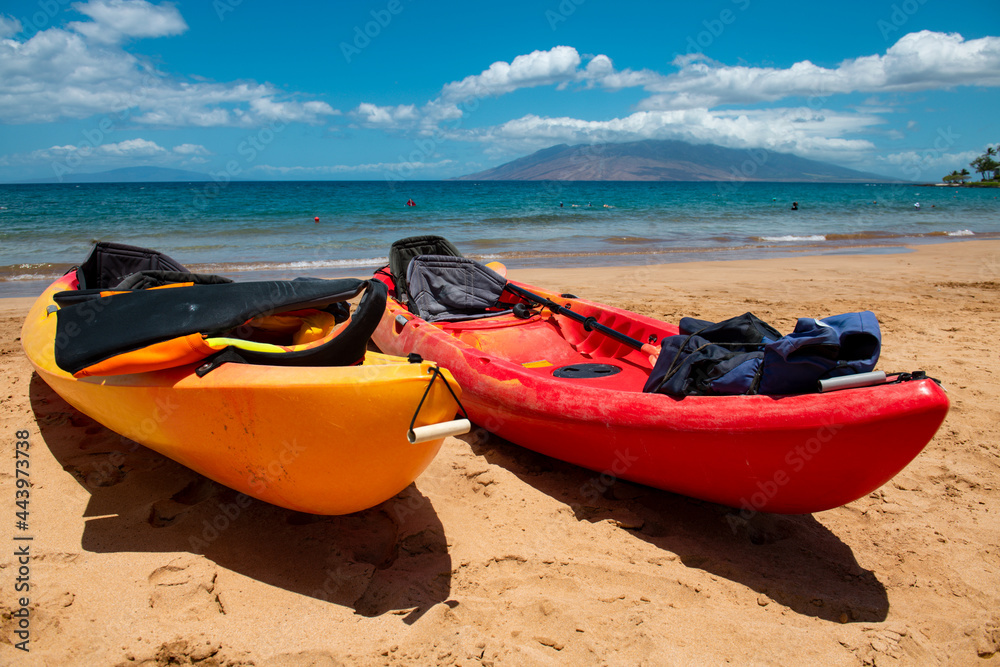 Kayak tourism. Beach background. Calm beautiful ocean wave on sandy beach. Sea view from tropical sea beach. Kayak tourism. Beach background. Calm beautiful ocean wave on sandy beach. Sea view from tropical sea beach.