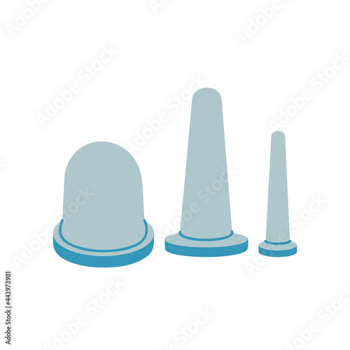 Vector illustartion vacuum massage cups for face skin. Beauty devicef or vacuum therapy and lymphatic drainage effect.