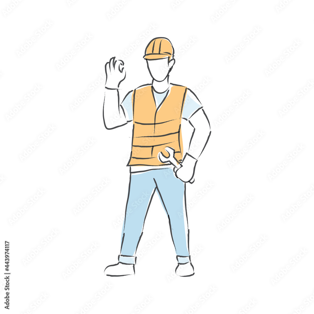 Vector illustration Male construction worker Vector illustration Male construction worker