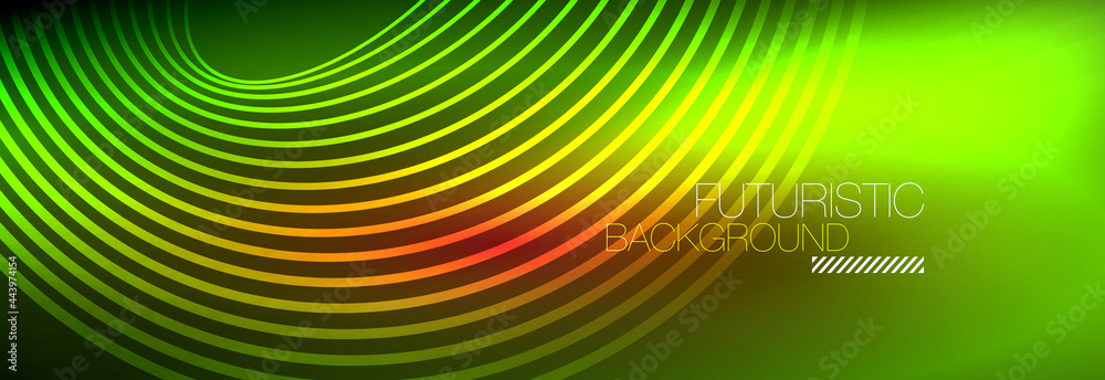 Dark abstract background with glowing neon circles. Trendy layout template for business or technology presentation, internet poster or web brochure cover, wallpaper Dark abstract background with glowing neon circles. Trendy layout template for business or technology presentation, internet poster or web brochure cover, wallpaper