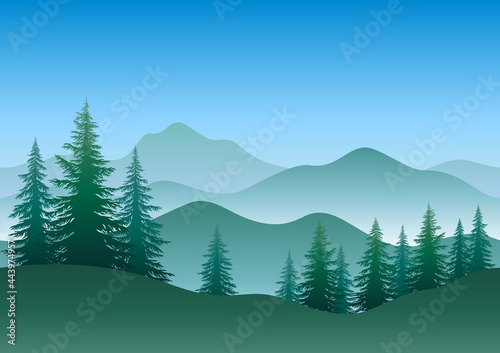 Fototapeta Naklejka Na Ścianę i Meble -  Trees and Mountains