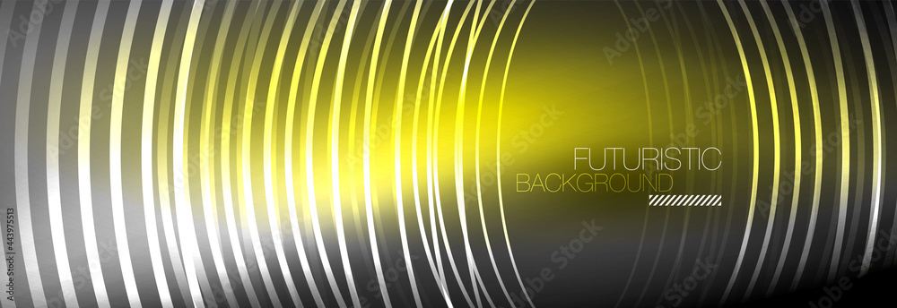 Dark abstract background with glowing neon circles. Trendy layout template for business or technology presentation, internet poster or web brochure cover, wallpaper Dark abstract background with glowing neon circles. Trendy layout template for business or technology presentation, internet poster or web brochure cover, wallpaper