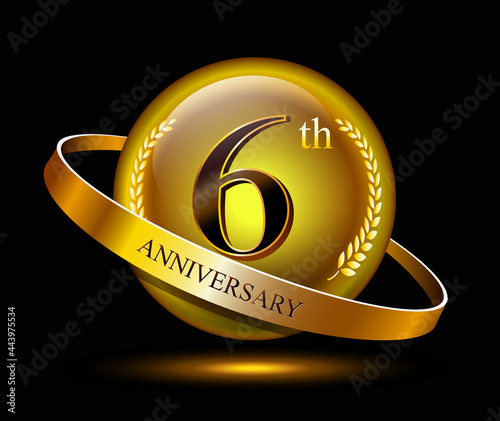 6th anniversary celebration with gold ring and laurel