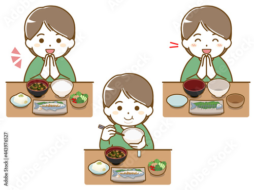 食事をしている太った若い男性