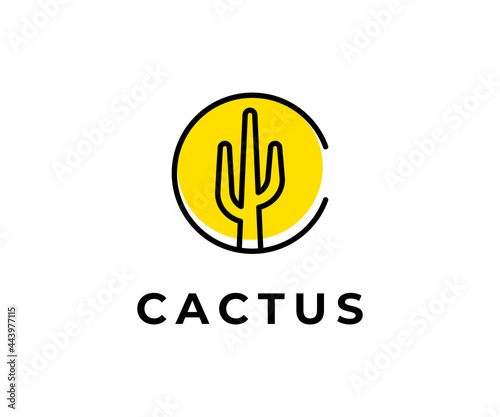 Simple Modern Minimalist Flat Cactus logo design icon vector