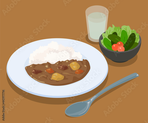カレーライスランチのベクターイラスト素材