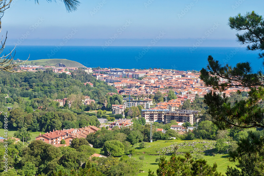 Panoramic view of the municipality of Llanes in the coast of Asturias, Spain